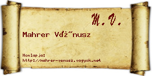 Mahrer Vénusz névjegykártya